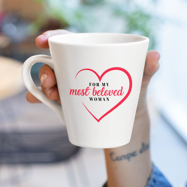 Latte mug "For the most beloved woman" Latte mug "For the most beloved woman"
