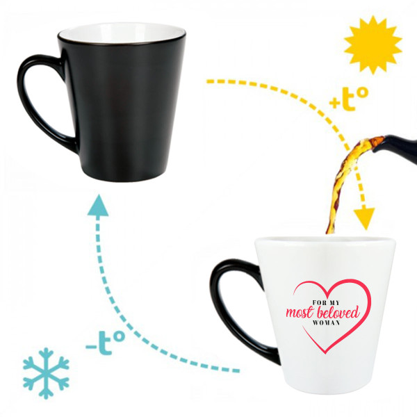 Latte mug "For the most beloved woman" Latte mug "For the most beloved woman"
