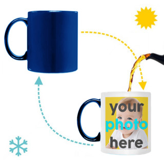 Magic blue mug with your chosen photo