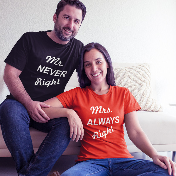 T-shirt set "Mr NEVER Right & Mrs ALWAYS Right" T-shirt set "Mr NEVER Right & Mrs ALWAYS Right"