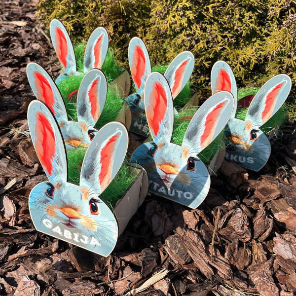 Wooden basket "Bunny" with your selected name Wooden basket "Bunny" with your selected name