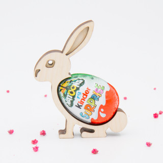 Wooden Bunny with Chocolate Egg