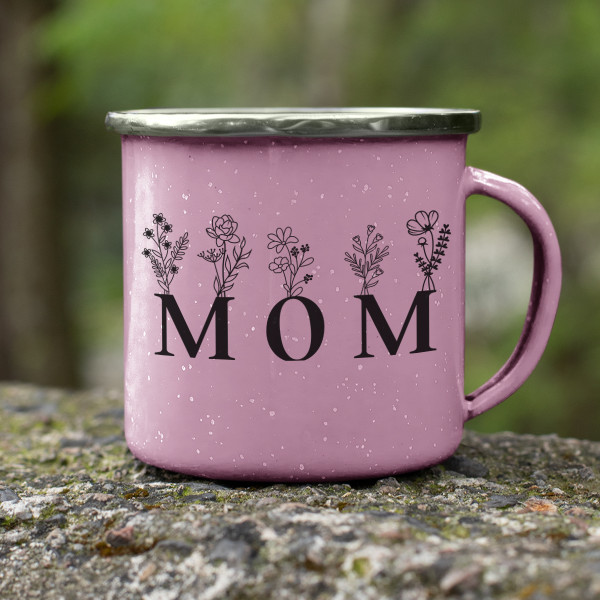 Metal mug "Mom – A Wildflower"