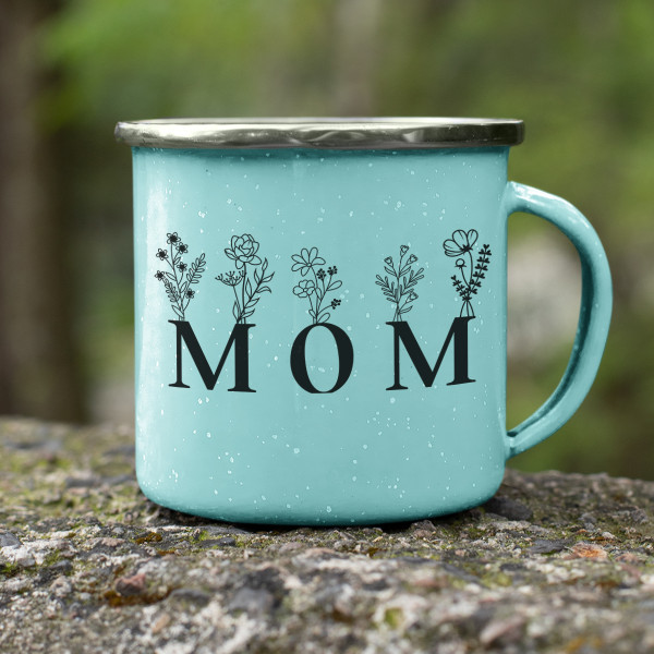 Metal mug "Mom – A Wildflower"