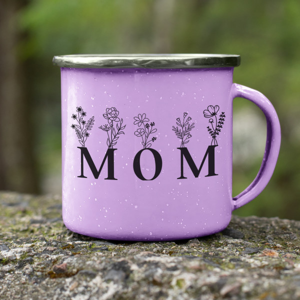 Metal mug "Mom – A Wildflower"