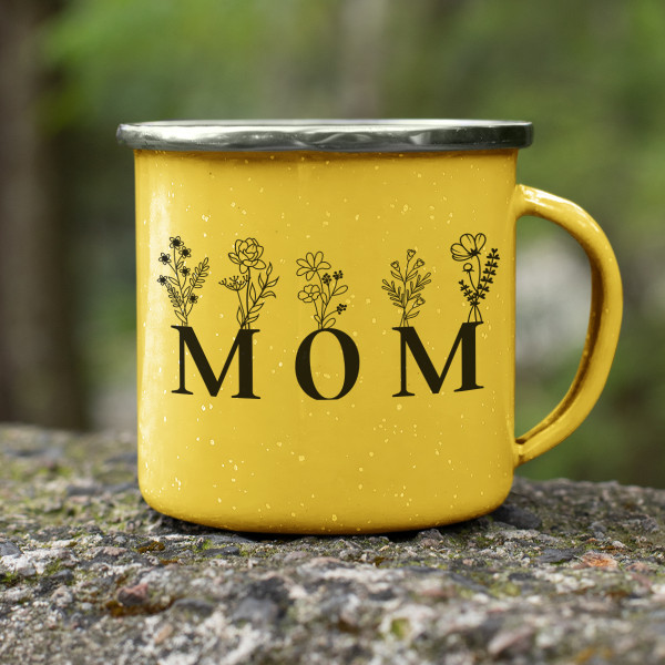 Metal mug "Mom – A Wildflower"