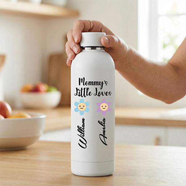 Metal thermal bottle "Mommy’s Little Loves" with your chosen names (500ml)