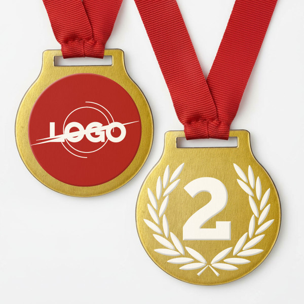 Metal medal with your chosen number and a logo on the other side Metal medal with your chosen number and a logo on the other side