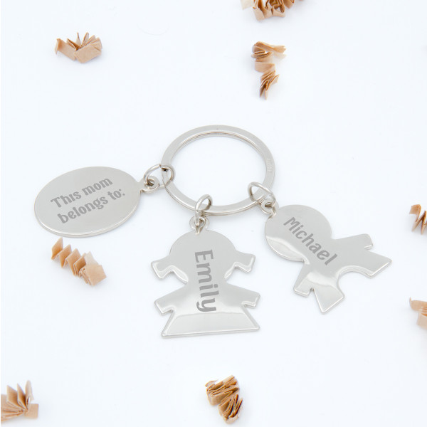 Metal Keychain "This Mom Belongs to" with Your Chosen Names Metal Keychain "This Mom Belongs to" with Your Chosen Names