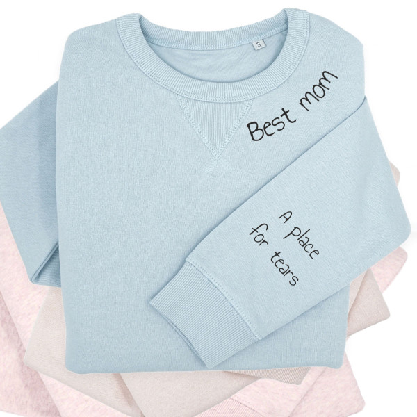 Women's Pastel "Sully" Sweatshirt "Best mom" with Print on Sleeve Women's Pastel "Sully" Sweatshirt "Best mom" with Print on Sleeve