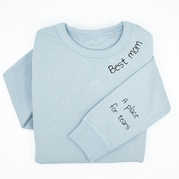 Women's Pastel "Sully" Sweatshirt "Best mom" with Print on Sleeve Women's Pastel "Sully" Sweatshirt "Best mom" with Print on Sleeve