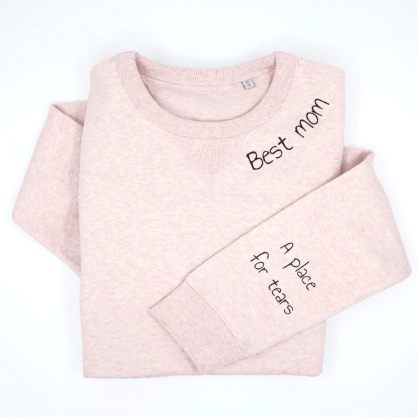 Women's Pastel "Sully" Sweatshirt "Best mom" with Print on Sleeve Women's Pastel "Sully" Sweatshirt "Best mom" with Print on Sleeve