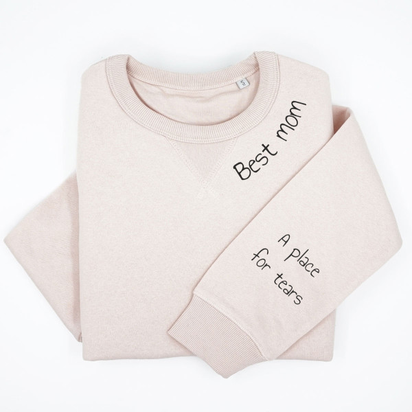 Women's Pastel "Sully" Sweatshirt "Best mom" with Print on Sleeve Women's Pastel "Sully" Sweatshirt "Best mom" with Print on Sleeve