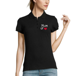 Women's Polo shirts "Mum" with your selected number of hearts