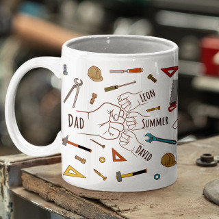 Mug "Dad's Little Helpers" with custom children’s names