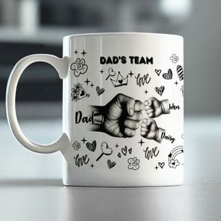 Mug "Dad's Team" with custom children's names