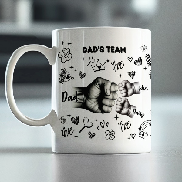 Mug "Dad's Team" with custom children's names