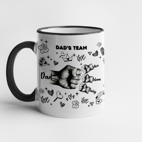 Mug "Dad's Team" with custom children's names