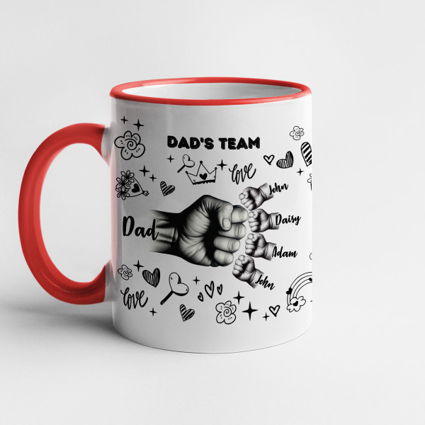 Mug "Dad's Team" with custom children's names