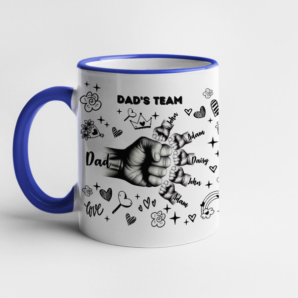 Mug "Dad's Team" with custom children's names