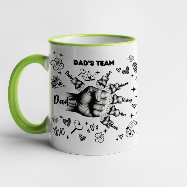 Mug "Dad's Team" with custom children's names