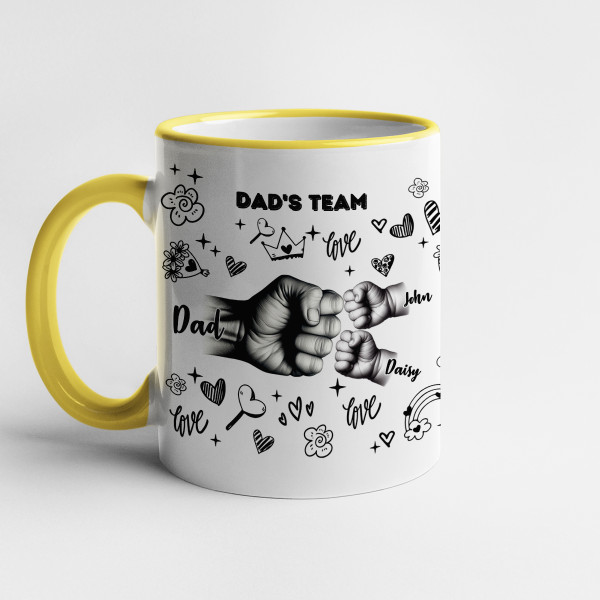 Mug "Dad's Team" with custom children's names