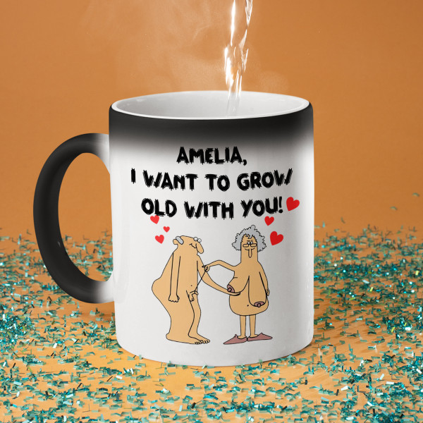 Mug "I want to grow old with you" with your chosen name Mug "I want to grow old with you" with your chosen name