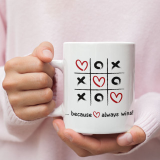 Mug "Love always wins" with your selected names