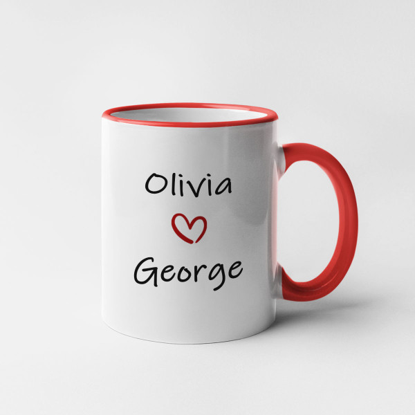Mug "Love always wins" with your selected names