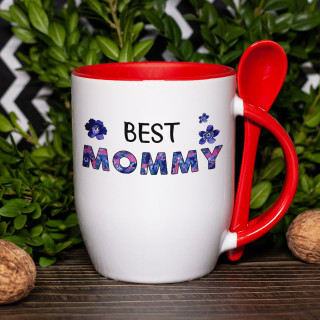 Mug with a spoon "Best mommy"
