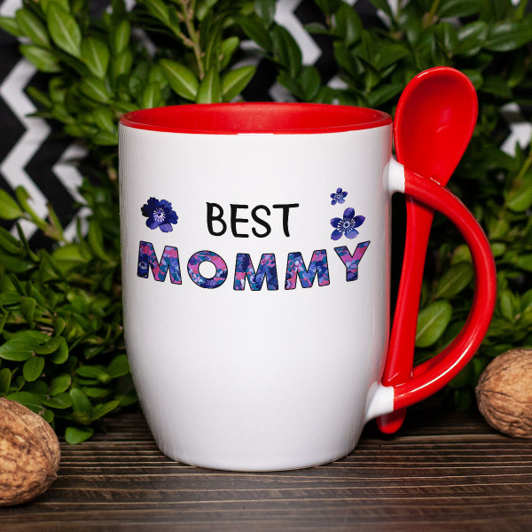 Mug with a spoon "Best mommy" Mug with a spoon "Best mommy"