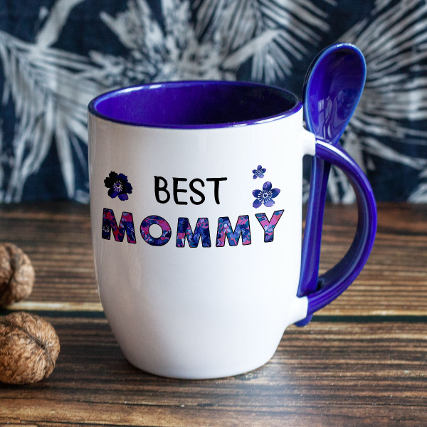Mug with a spoon "Best mommy" Mug with a spoon "Best mommy"
