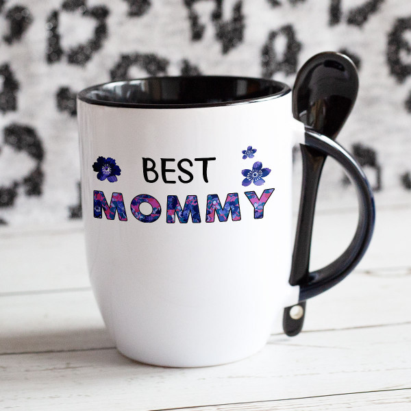 Mug with a spoon "Best mommy" Mug with a spoon "Best mommy"