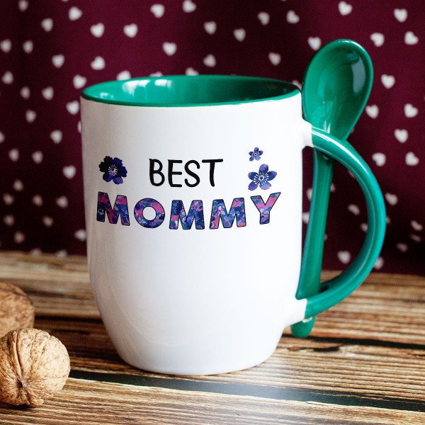Mug with a spoon "Best mommy" Mug with a spoon "Best mommy"