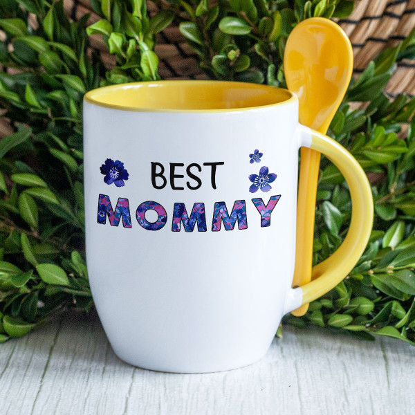 Mug with a spoon "Best mommy" Mug with a spoon "Best mommy"