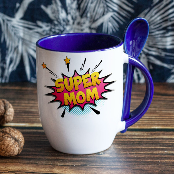 Mug with a spoon "Super mom"