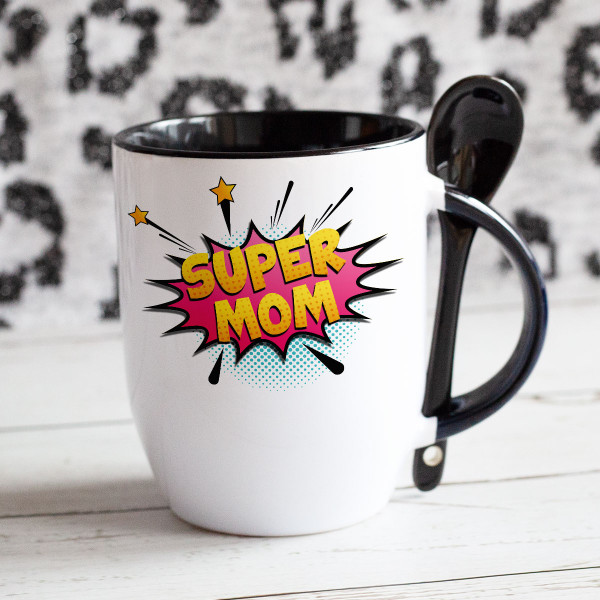 Mug with a spoon "Super mom"