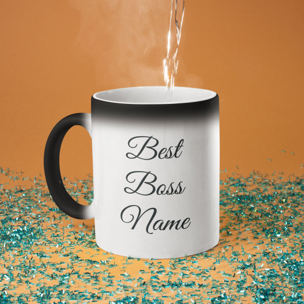 Mug with company logo and boss's name Mug with company logo and boss's name