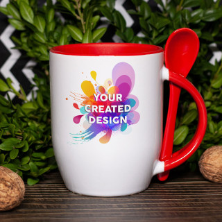 Mug with spoon and your custom design