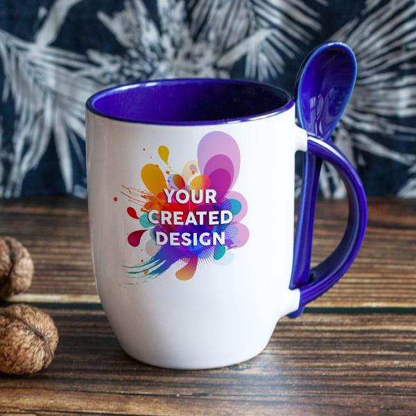 Mug with spoon and your custom design