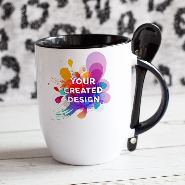Mug with spoon and your custom design