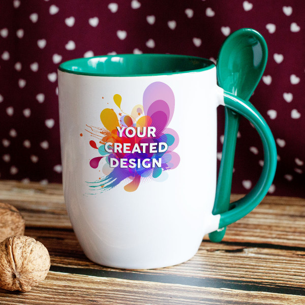 Mug with spoon and your custom design