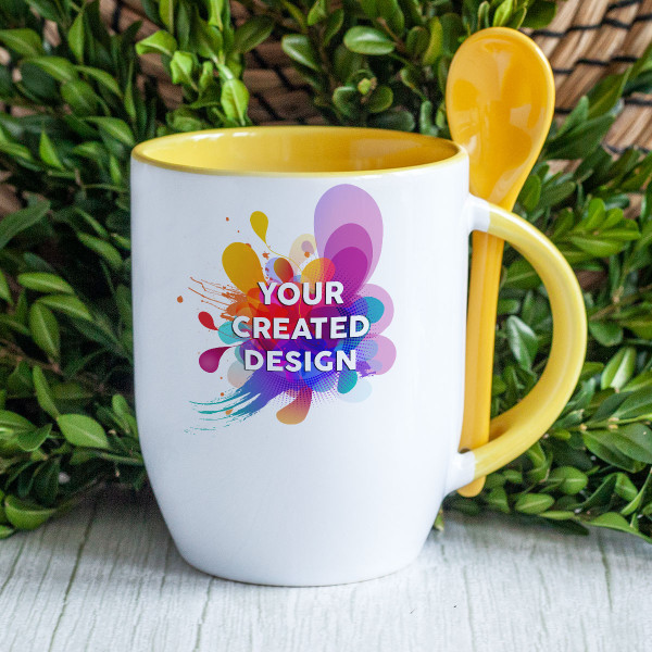 Mug with spoon and your custom design