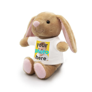 Plush bunny "Binky" with your chosen photo (18 cm)