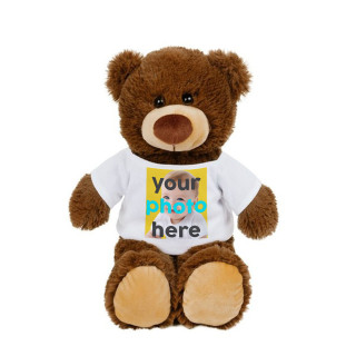Plush teddy bear "Bernie" with your chosen photo (25 cm)
