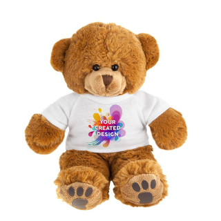 Plush teddy bear "Dennis" with your custom design (20cm)