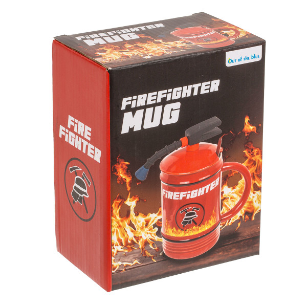 Firefighter mug “Extinguisher” with lid and spoon (450 ml)