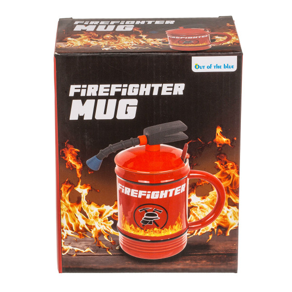 Firefighter mug “Extinguisher” with lid and spoon (450 ml)