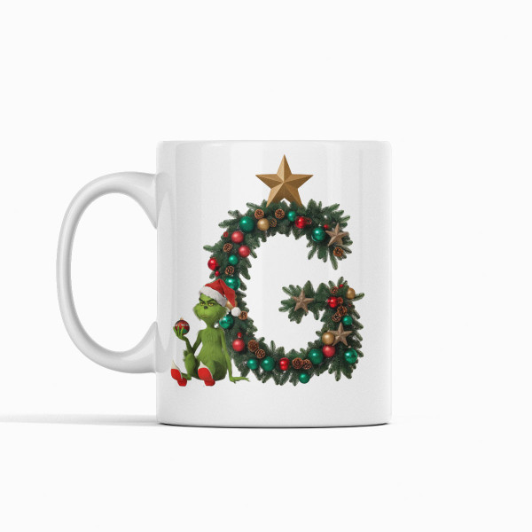 Mug "Grinch Christmas" with your chosen letter