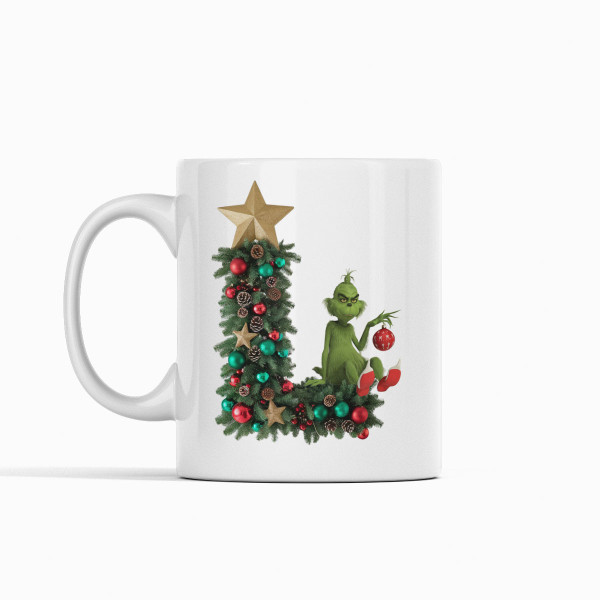 Mug "Grinch Christmas" with your chosen letter